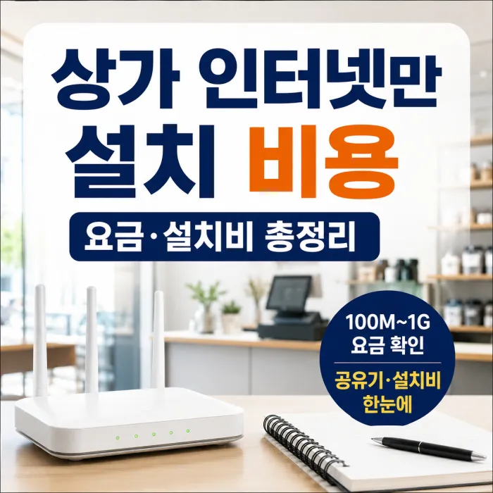 상가 인터넷만 설치할 때 속도별 요금과 설치비 비교