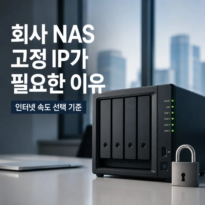 회사 사무실에서 NAS 서버와 고정 IP 인터넷을 관리하는 모습