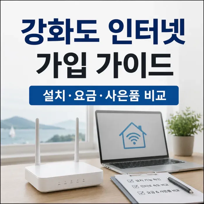 강화도 주택에서 인터넷 설치 가능 여부와 통신사 요금을 비교하는 모습