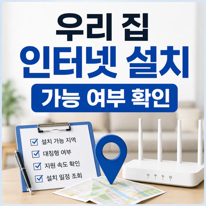 공유기와 함께 표시된 우리 집 인터넷 설치 가능 여부 확인 안내 이미지