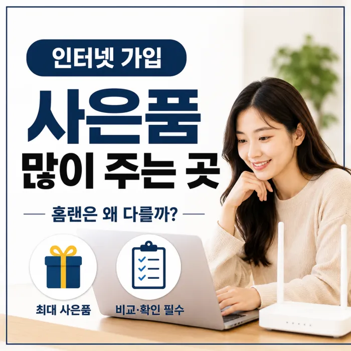 인터넷 가입 사은품 많이 주는 곳과 가입 조건을 비교하는 한국인 여성