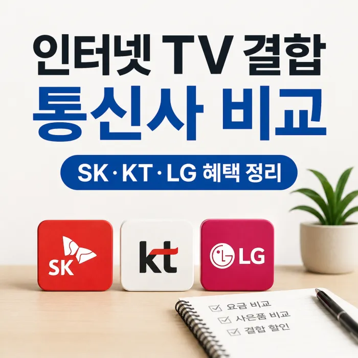 SK KT LG 인터넷 TV 결합 요금과 사은품 비교