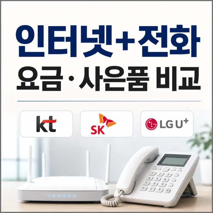KT SK LG 인터넷과 인터넷전화 요금 및 사은품 비교