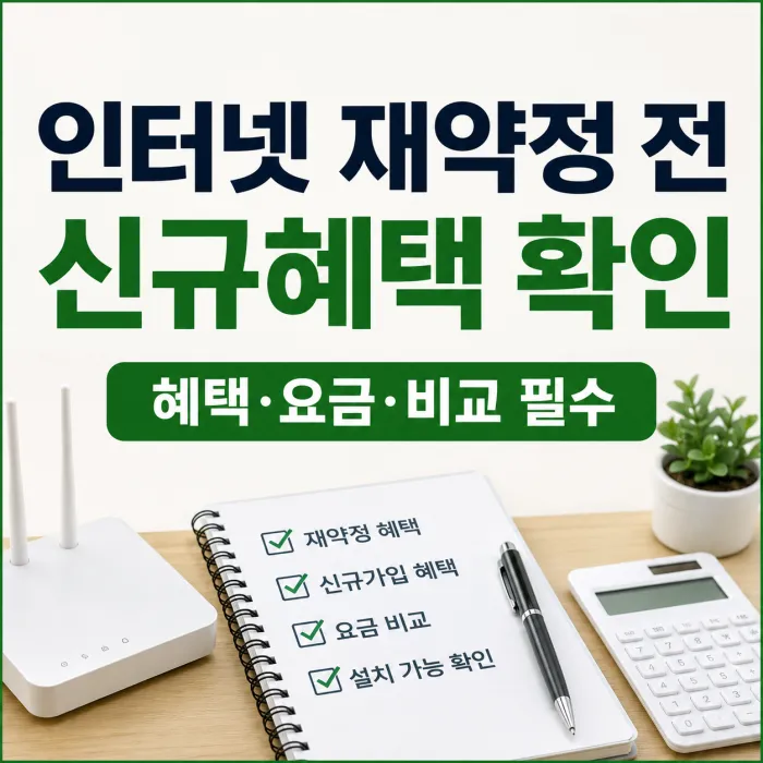 인터넷 재약정과 신규가입 혜택을 비교하는 안내 이미지