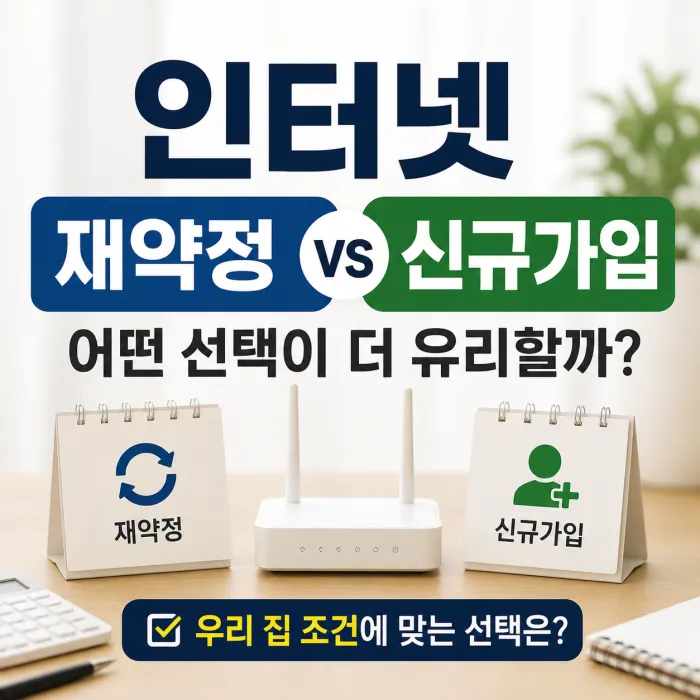 인터넷 재약정과 신규가입 차이를 비교하는 대표 이미지