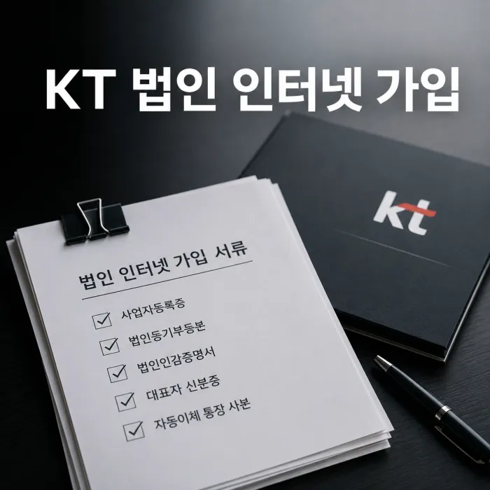 KT 법인 인터넷 가입에 필요한 사업자등록증과 법인 서류를 확인하는 모습