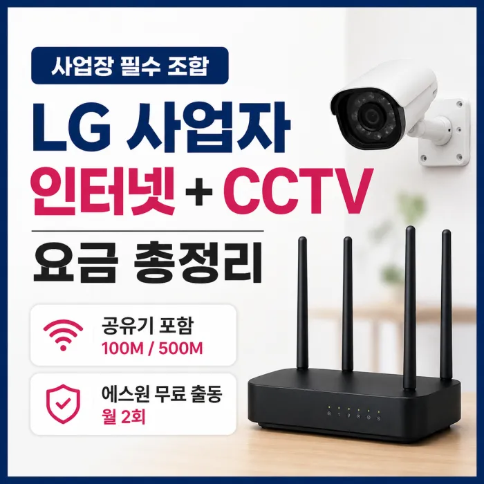 LG 사업자 인터넷과 CCTV 1대 결합 요금 및 공유기 이미지