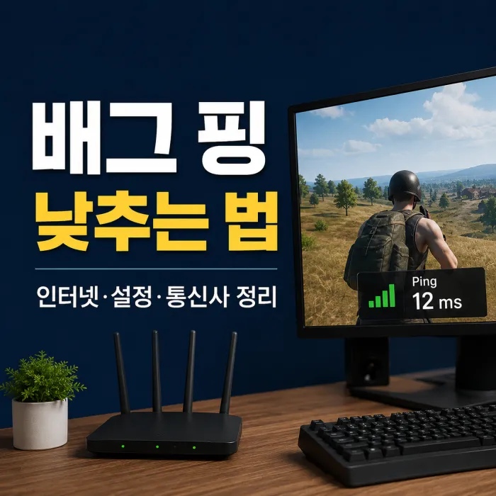 배틀그라운드 핑과 패킷 손실 원인을 확인하는 게임용 컴퓨터 화면