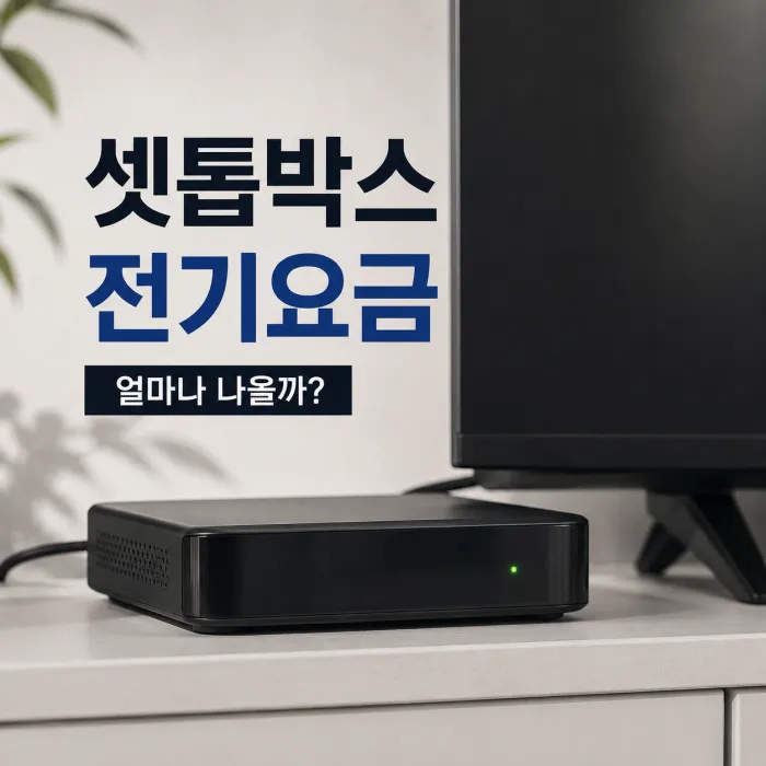 TV 옆 셋톱박스의 소비전력과 월 전기요금을 비교한 화면