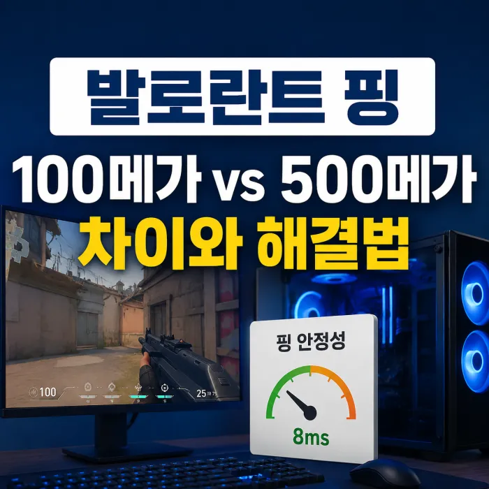 발로란트 핑이 튀는 원인과 100메가 500메가 인터넷 차이 비교