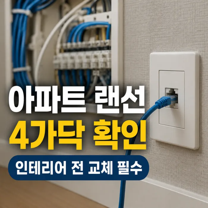 구축 아파트 인테리어 중 기존 4가닥 랜선을 Cat.6 8가닥으로 교체하는 내부 통신 배선