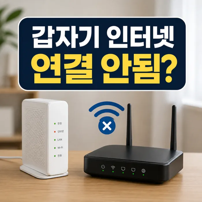 갑자기 인터넷 연결 안됨 발생 시 모뎀 공유기 재부팅과 랜선 확인 방법