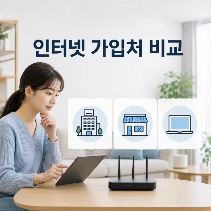 인터넷 가입 사은품 많이 주는 곳을 본사와 매장 온라인으로 비교하는 화면
