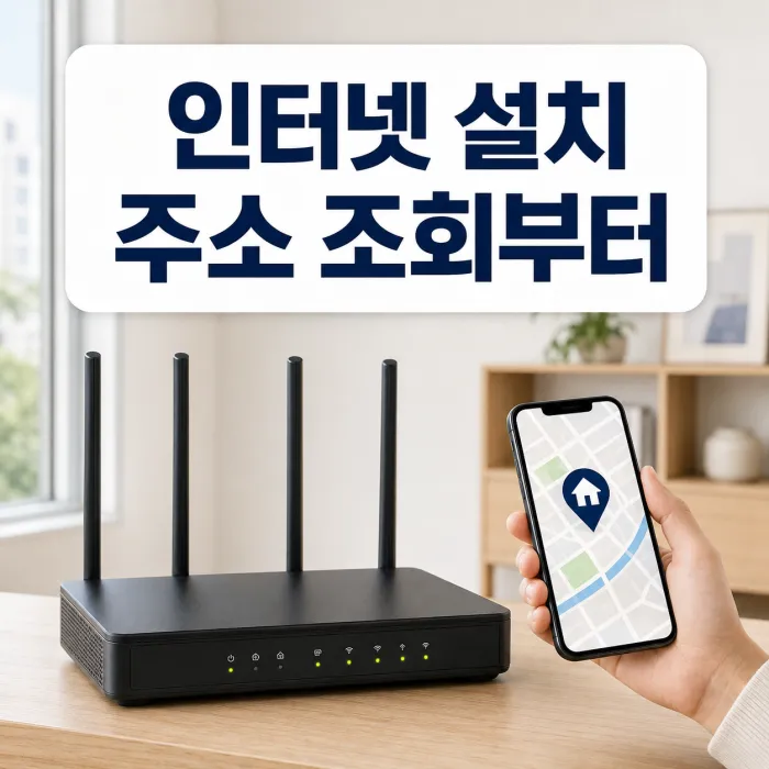 인터넷 설치 가능 여부와 대칭형 망 품질을 주소로 확인하는 모습