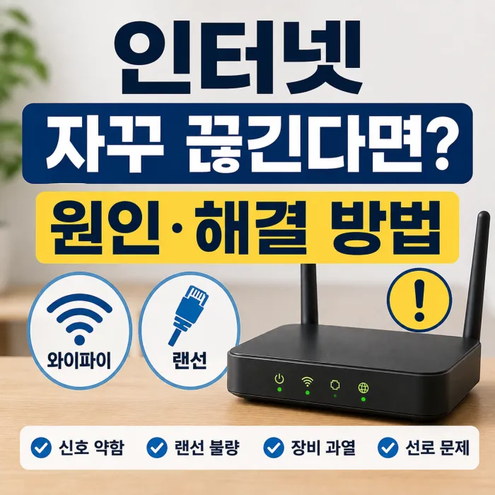 인터넷이 자꾸 끊길 때 와이파이 공유기와 랜선 연결 상태를 점검하는 방법
