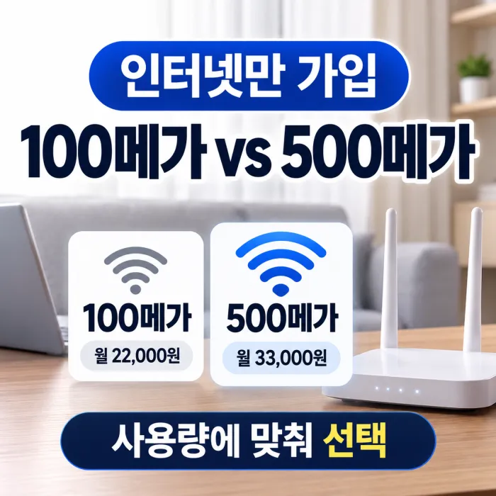 SK KT LG 인터넷만 가입 시 100메가와 500메가 요금 및 선택 기준 비교