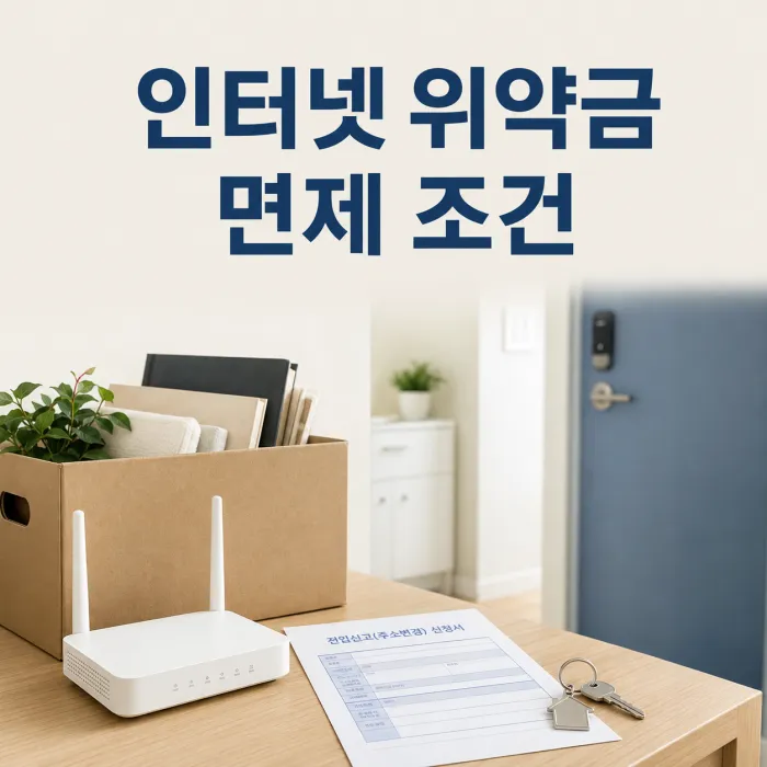 이사 예정 집에서 인터넷 위약금 면제 조건을 확인하는 모습