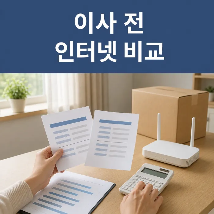 이사 전 인터넷 이전 설치비와 위약금 계산을 비교하는 모습