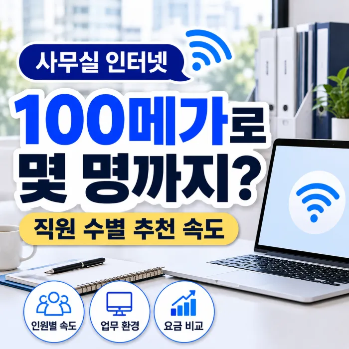 사무실 인터넷 100메가와 500메가 추천 인원 비교
