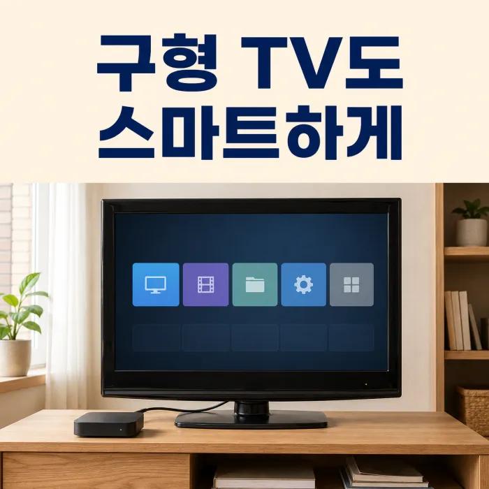 HDMI 단자가 있는 구형 TV 스마트TV 만들기용 인터넷 TV 셋톱박스 연결 모습