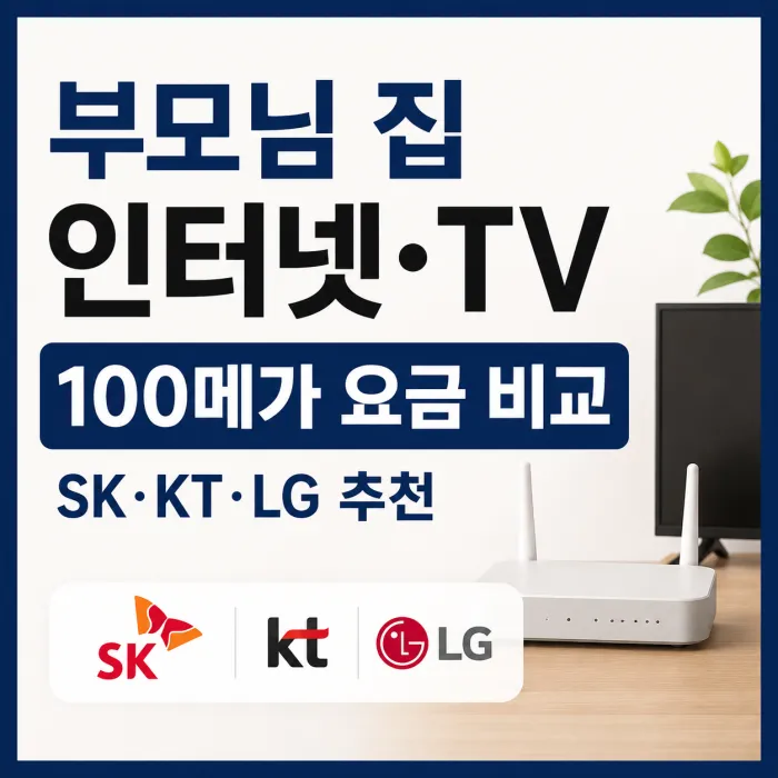 부모님 집 인터넷 가입 SK KT LG 100메가 TV 요금 비교