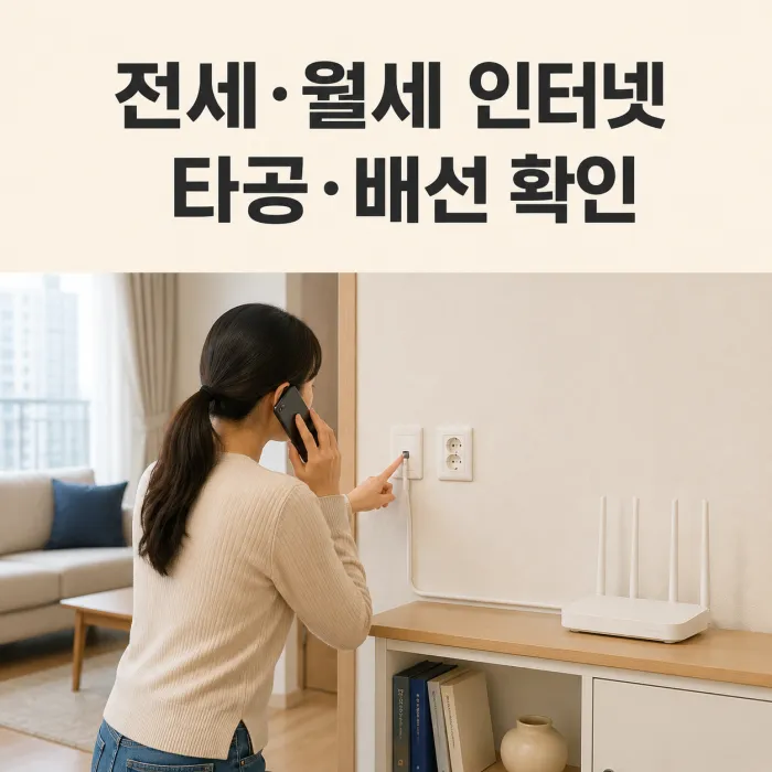 전세 월세 집 인터넷 설치 전 타공과 배선 확인하는 모습