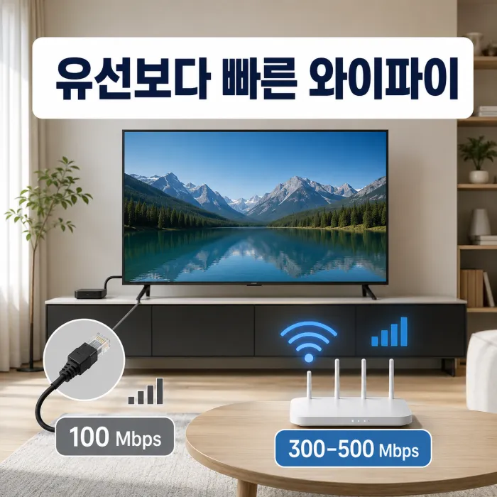 스마트 TV 유선 랜포트와 5GHz 와이파이 속도 비교
