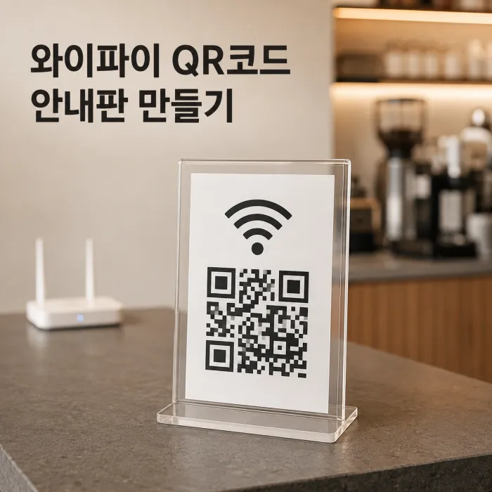 카페와 매장에서 비밀번호 없이 접속하는 와이파이 QR코드 안내판
