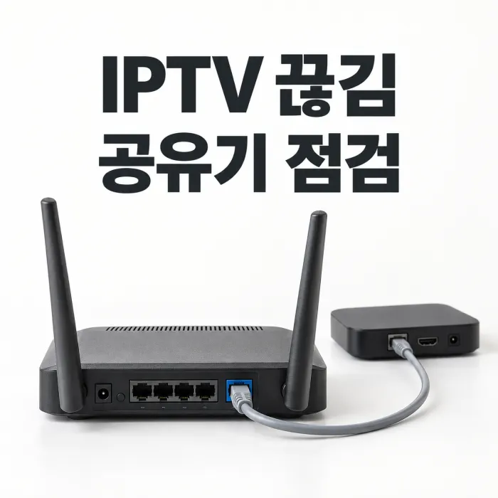 IGMP 스누핑 지원 공유기와 스위치 허브에 IPTV 셋톱박스와 노트북이 연결된 구성도