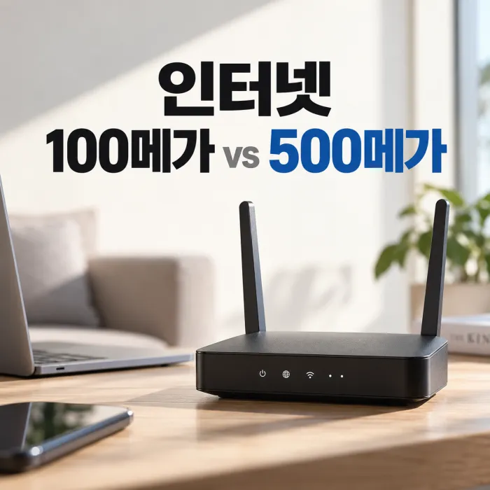 인터넷 100메가 500메가 속도 비교와 요금제 선택을 위한 와이파이 공유기 이미지