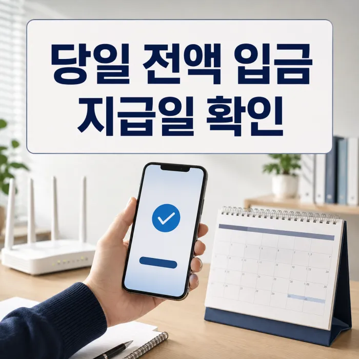 설치 완료 뒤 인터넷가입현금지원 당일 입금 여부를 확인하는 상담 장면