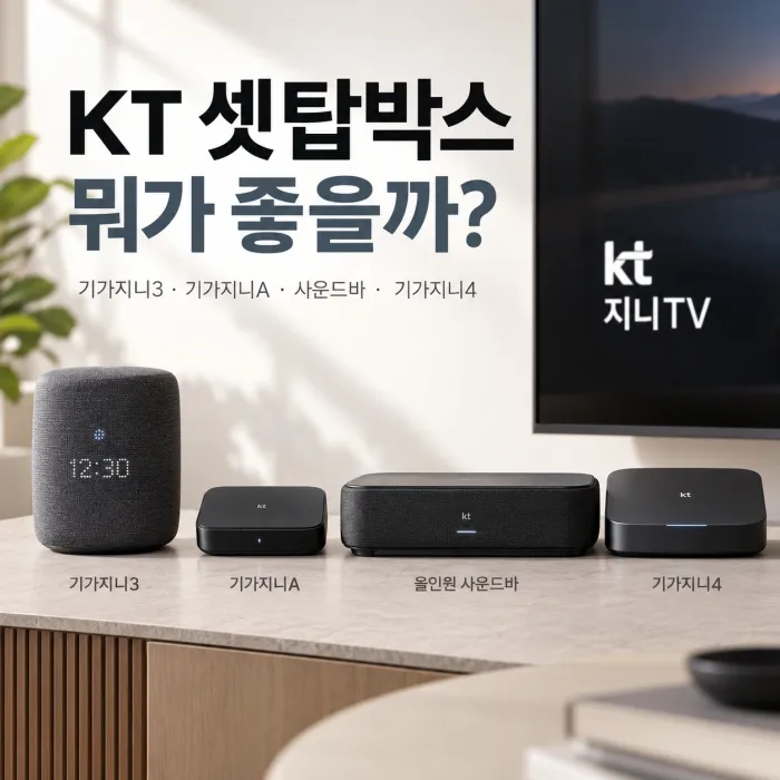 KT 셋탑박스 기가지니3·기가지니A·올인원 사운드바·기가지니4 모델 비교 이미지