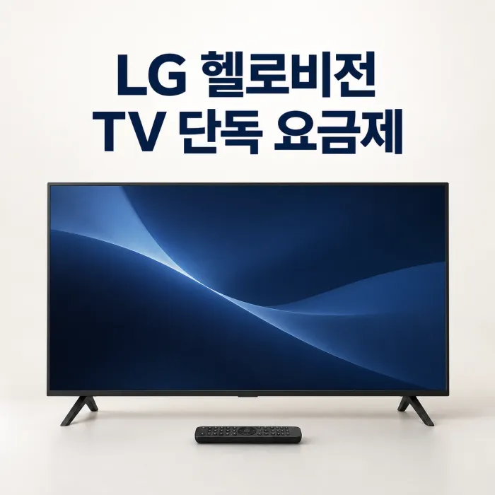 TV 리모컨과 UHD 셋톱박스를 배치한 LG 헬로비전 TV 단독 요금제 안내 이미지