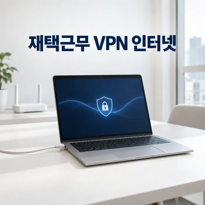 오피스텔 재택근무 VPN 환경에서 노트북과 공유기를 유선으로 연결한 모습