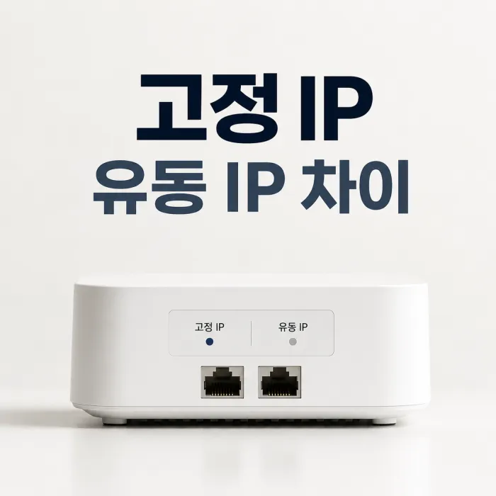 사무실 공유기와 원격 접속 장비로 고정 IP 유동 IP 차이를 보여주는 이미지