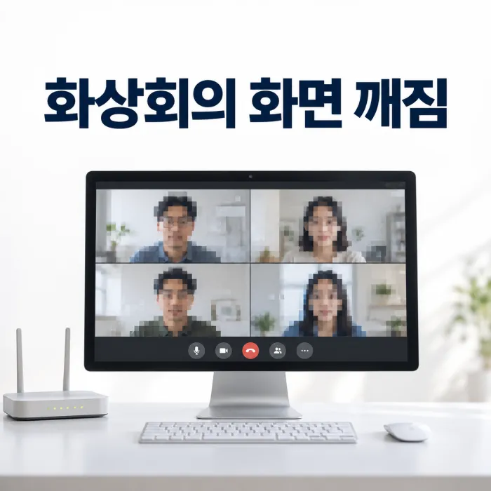 다른 방에서 가족이 유튜브를 시청할 때 화상회의 화면 깨짐이 발생한 재택근무 환경