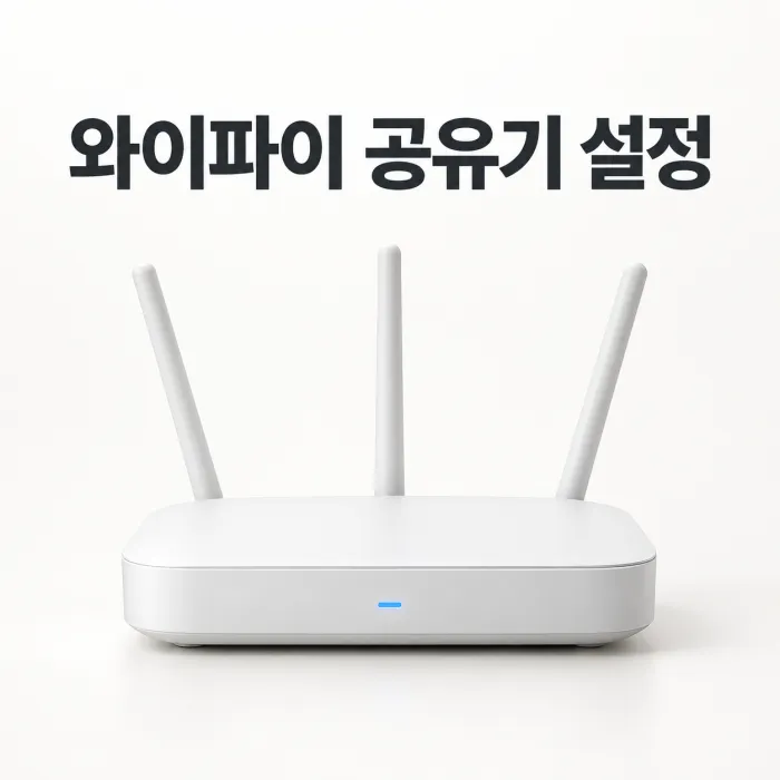 스마트폰과 공유기를 보며 와이파이 공유기 권장 설정을 확인하는 한국인 여성