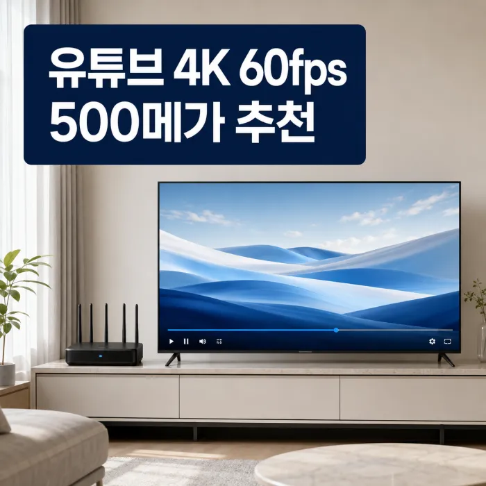 스마트TV에서 유튜브 4K 60프레임 영상을 재생하는 거실 환경